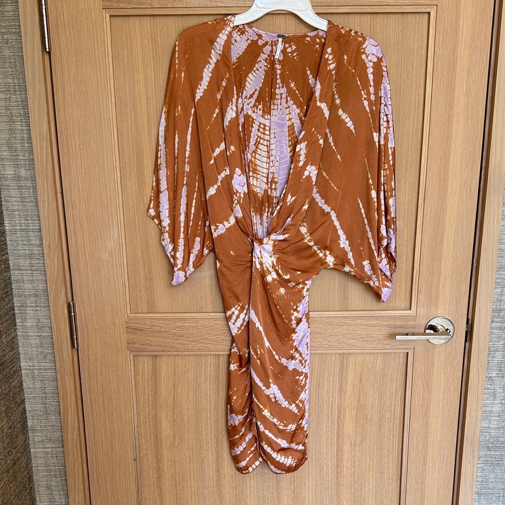 Young Fabulous & Broke Rust & Lavender Tie-Dye Twist-Front Dress